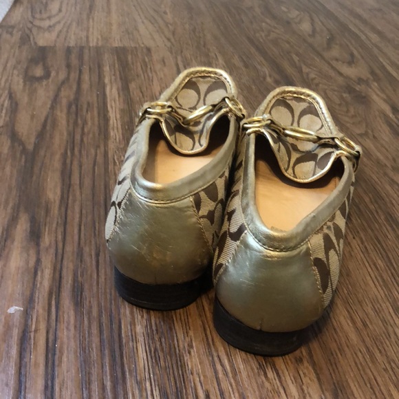 Vintage Coach loafers, gold/brown with gold hardware, size 9 - Picture 8 of 15